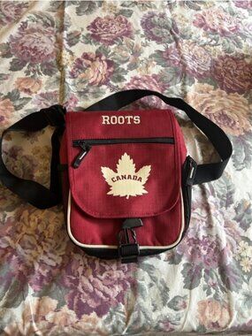 New Roots Nylon Messenger Bag with Maple Leaf Unisex